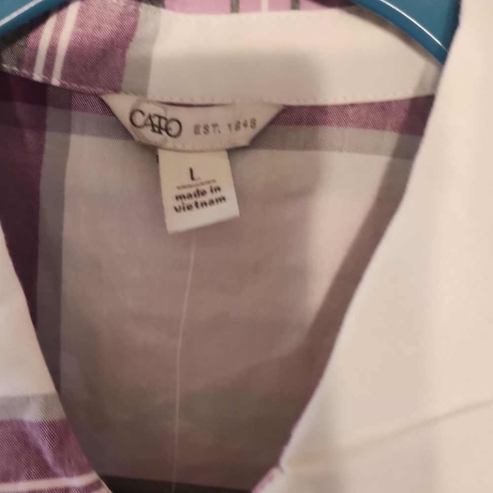 Cato Pink and White Plaid Blouse with Sequins - Picture 6 of 7